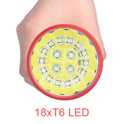 3 Gears, DB18 18xT6, Luminous Flux: 5400lm LED Flashlight, with 4 18650 Batteries (Red Black)