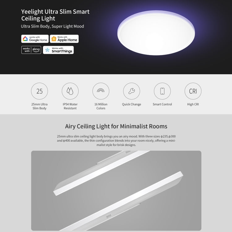Yeelight Ultrathin Smart LED Ceiling Light, Diameter: 30cm - free shipping - PMC Jewellery - Order now!