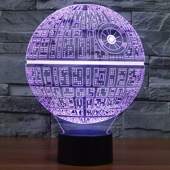 Death Star Style 3D Touch Switch Control LED Light , 7 Colour Discoloration Creative Visual Stereo Lamp Desk Lamp Night Light