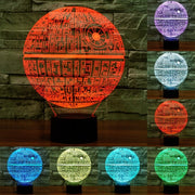 Death Star Style 3D Touch Switch Control LED Light , 7 Colour Discoloration Creative Visual Stereo Lamp Desk Lamp Night Light