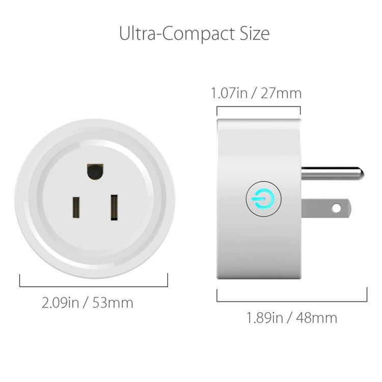 10A Round Shape WiFi Mini Plug APP Remote Control Timing Smart Socket Works with Alexa & Google Home, AC 100-240V, US Plug - Smart Socket by PMC TechLife | Online Shopping South Africa | PMC TechLife