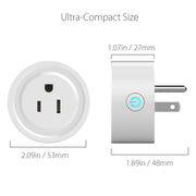 10A Round Shape WiFi Mini Plug APP Remote Control Timing Smart Socket Works with Alexa & Google Home, AC 100-240V, US Plug