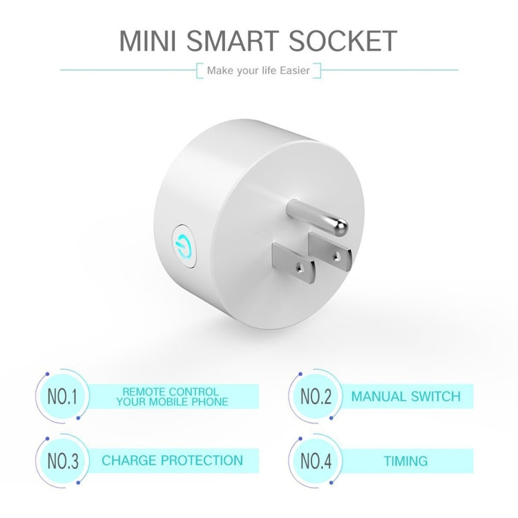 10A Round Shape WiFi Mini Plug APP Remote Control Timing Smart Socket Works with Alexa & Google Home, AC 100-240V, US Plug - Smart Socket by PMC TechLife | Online Shopping South Africa | PMC TechLife