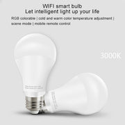 E27 10W Color Changing WiFi Smart LED Light Bulb, 14 LEDs 3000K+RGB 1050 LM Works with Alexa & Google Home, AC 230V