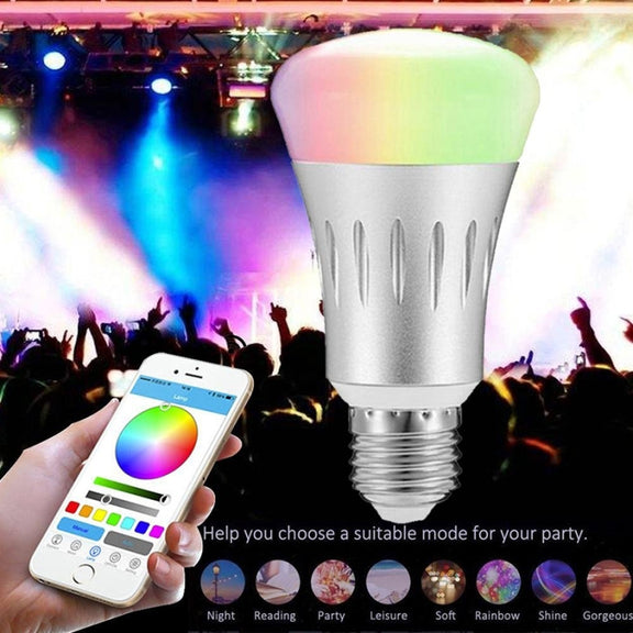 JH-G05 E27 7W WiFi Smart LED Light Bulb, 6000K+RGB 600LM Works with Alexa & Google Home, AC 175-255V(Silver)