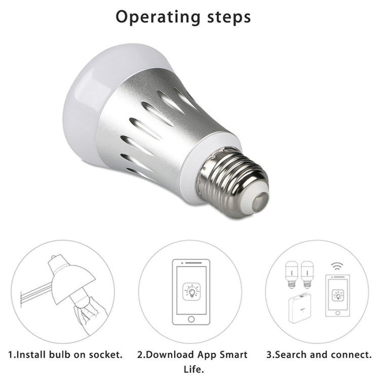 JH-G05 E27 7W WiFi Smart LED Light Bulb, 6000K+RGB 600LM Works with Alexa & Google Home, AC 175-255V(Silver)