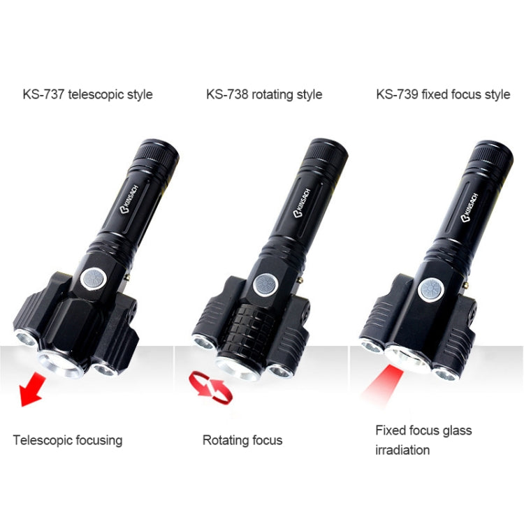 KS-738 USB Charging Waterproof T6+XPE Zoomable LED Flashlight with 4-Modes & 18650 lithium battery - LED Flashlight by PMC TechLife | Online Shopping South Africa | PMC TechLife