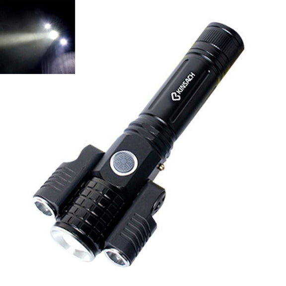 KS-738 USB Charging Water-resistant T6+XPE Zoomable LED Flashlight with 4-Modes & 18650 lithium battery