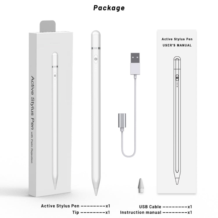 P7-LS Active Capacitive Stylus Pen with Palm Rejection for iPad After 2018 Version(White)