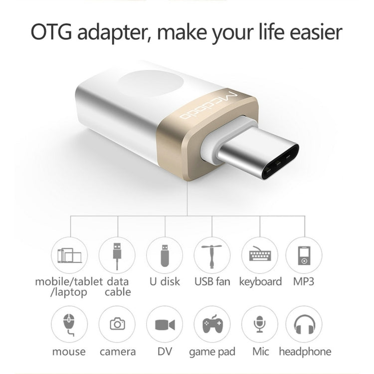 Mcdodo OT-1942 USB-C / Type-C to USB 3.0 AF Data Transmission Charging OTG Adapter(Gold) - OTG Adapter by Mcdodo | Online Shopping South Africa | PMC Jewellery | Buy Now Pay Later Mobicred