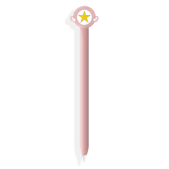 Cute Cartoon Silicone Protective Cover for Apple Pencil 2(Five-pointed Star Pink))