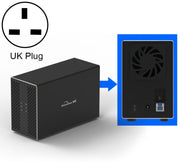 Blueendless USB-B Interface 3.5 inch 2 Bay RAID Combination Array HDD External Enclosure (UK Plug)
