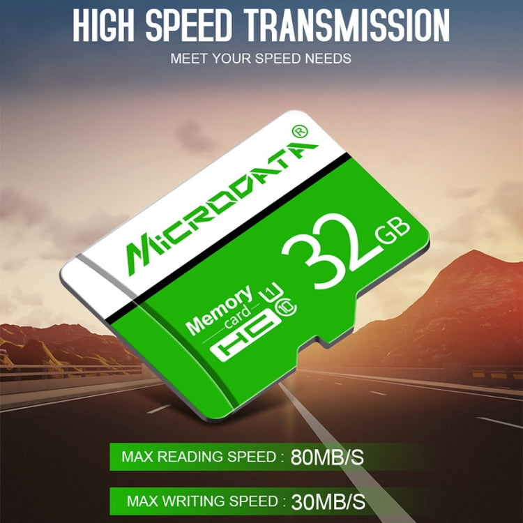 MICRODATA 32GB U1 Green and White TF(Micro SD) Memory Card - Micro SD Card by MiCRODATA | Online Shopping South Africa | PMC Jewellery | Buy Now Pay Later Mobicred