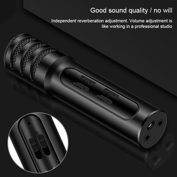 BGN-C7 Condenser Microphone Dual Mobile Phone Karaoke Live Singing Microphone Built-in Sound Card(Black)