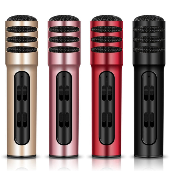BGN-C7 Condenser Microphone Dual Mobile Phone Karaoke Live Singing Microphone Built-in Sound Card(Red)