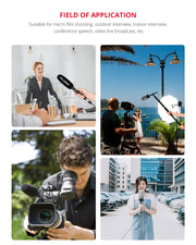 YELANGU YLG9933A MIC07 Professional Interview Condenser Video Shotgun Microphone with 6.5mm Audio Adapter & 3.5mm RXL Audio Cable(Black)