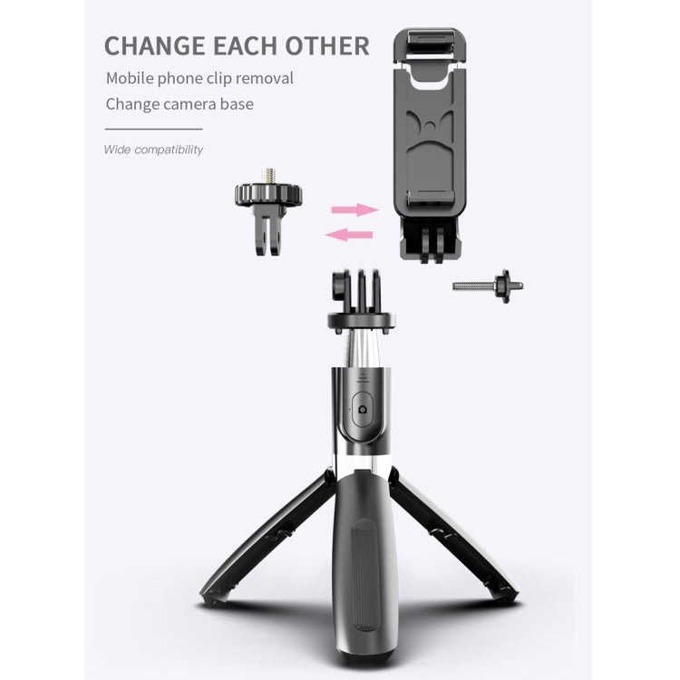 L02 100cm Multi-function Adjustable Bluetooth Self-timer Pole Tripod Selfie Stick (Black)