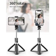 L02 100cm Multi-function Adjustable Bluetooth Self-timer Pole Tripod Selfie Stick (Black)