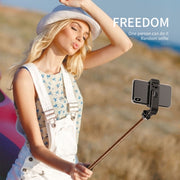 L02 100cm Multi-function Adjustable Bluetooth Self-timer Pole Tripod Selfie Stick (Black)