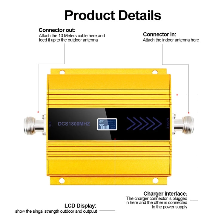 DCS-LTE 4G Phone Signal Repeater Booster, AU Plug(Gold) - free shipping - PMC Jewellery - Order now!