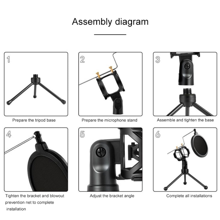Yanmai PS-3 Mini Portable Microphone Anti-network Shockproof Desktop Stand(Black) - Stand by Yanmai | Online Shopping South Africa | PMC Jewellery | Buy Now Pay Later Mobicred