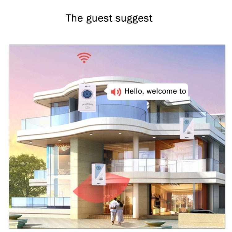 VOYE V001A2 Wireless Smart Music LED Home Doorbell with Dual Receiver, Remote Control Distance: 120m (Open Air) - free shipping - PMC TechLife - Order now!