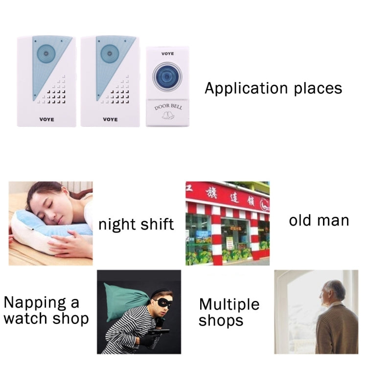 VOYE V001A2 Wireless Smart Music LED Home Doorbell with Dual Receiver, Remote Control Distance: 120m (Open Air) - free shipping - PMC Jewellery - Order now!