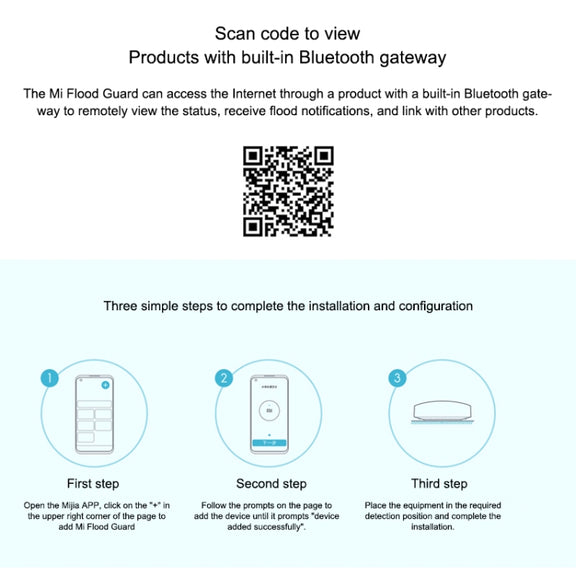 Original Xiaomi Wireless Bluetooth Flood Guard Intelligently Detects Water Leakage Xiaoai Speaker Linkage App to Remotely Remind Smart Home, need to be used with CA1001