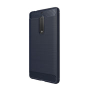 For Nokia 5 Brushed Carbon Fiber Texture Shockproof TPU Protective Cover Case(Navy Blue)