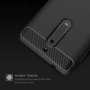 For Nokia 5 Brushed Carbon Fiber Texture Shockproof TPU Protective Cover Case(Navy Blue)