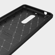For Nokia 5 Brushed Carbon Fiber Texture Shockproof TPU Protective Cover Case(Navy Blue)