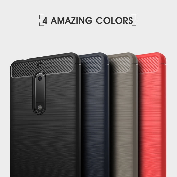 For Nokia 5 Brushed Carbon Fiber Texture Shockproof TPU Protective Cover Case(Navy Blue)