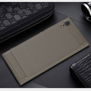 For Sony Xperia XA1 Brushed Texture Carbon Fiber Shockproof TPU Rugged Armor Protective Case(Grey)