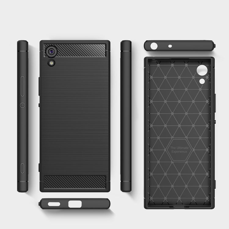 For Sony Xperia XA1 Brushed Texture Carbon Fiber Shockproof TPU Rugged Armor Protective Case(Grey) - free shipping - PMC TechLife - Order now!