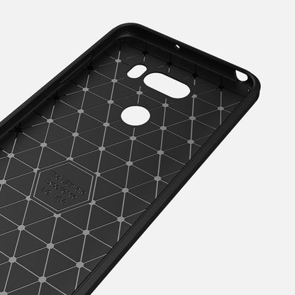 For LG V30 Brushed Texture Carbon Fiber Shockproof TPU Rugged Armor Protective Case (Black) - free shipping - PMC Jewellery - Order now!