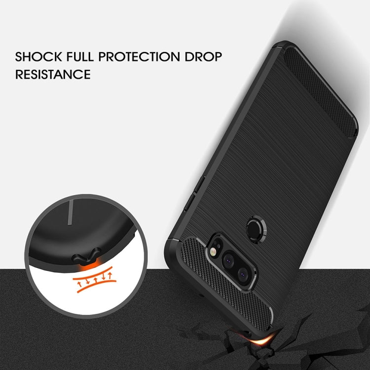 For LG V30 Brushed Texture Carbon Fiber Shockproof TPU Rugged Armor Protective Case (Black) - free shipping - PMC Jewellery - Order now!