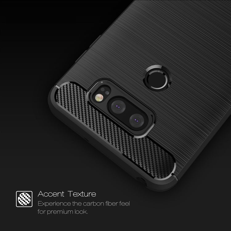 For LG V30 Brushed Texture Carbon Fiber Shockproof TPU Rugged Armor Protective Case (Black) - free shipping - PMC Jewellery - Order now!