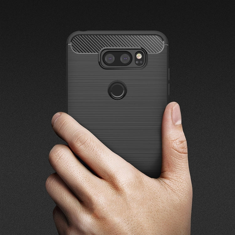 For LG V30 Brushed Texture Carbon Fiber Shockproof TPU Rugged Armor Protective Case (Black) - free shipping - PMC Jewellery - Order now!