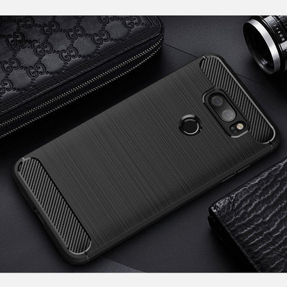 For LG V30 Brushed Texture Carbon Fiber Shockproof TPU Rugged Armor Protective Case (Black) - free shipping - PMC Jewellery - Order now!