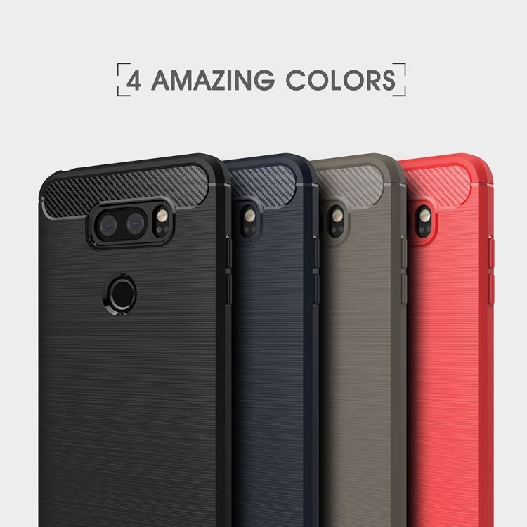 For LG V30 Brushed Texture Carbon Fiber Shockproof TPU Rugged Armor Protective Case (Black) - free shipping - PMC Jewellery - Order now!