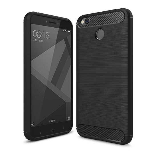 For Xiaomi  Redmi 4X  Brushed Carbon Fiber Texture Shockproof TPU Protective Cover Case (Black) - free shipping - PMC Jewellery - Order now!