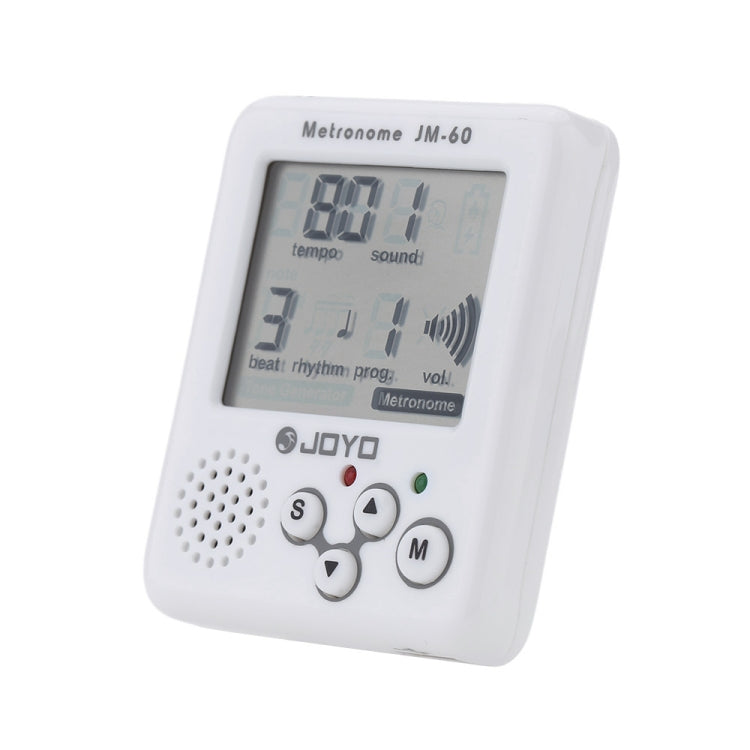 JOYO JM-60 Mini Portable Rechargeable Clip-on Electronic Digital Metronome Tone Generator Tuner for Guitar Violin Ukulele (White) - free shipping - PMC Jewellery - Order now!
