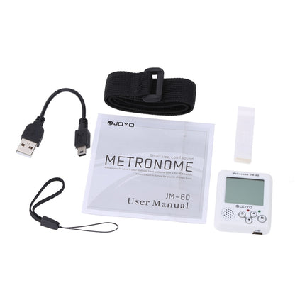 JOYO JM-60 Mini Portable Rechargeable Clip-on Electronic Digital Metronome Tone Generator Tuner for Guitar Violin Ukulele (White) - free shipping - PMC Jewellery - Order now!