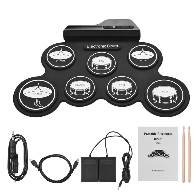 Portable Silicone Hand Roll USB Electronic Drum, Black Icon Version - Percussion Instruments by PMC TechLife | Online Shopping South Africa | PMC TechLife