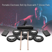 Portable Silicone Hand Roll USB Electronic Drum, Black Icon Version