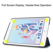 Custer Texture Horizontal Flip Smart PU Leather Case for iPad Mini 4 / Mini 5, with Sleep / Wake-up Function & Three-folding Holder (Blue)