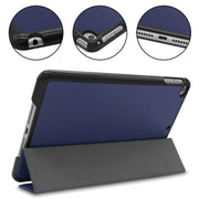 Custer Texture Horizontal Flip Smart PU Leather Case for iPad Mini 4 / Mini 5, with Sleep / Wake-up Function & Three-folding Holder (Blue)