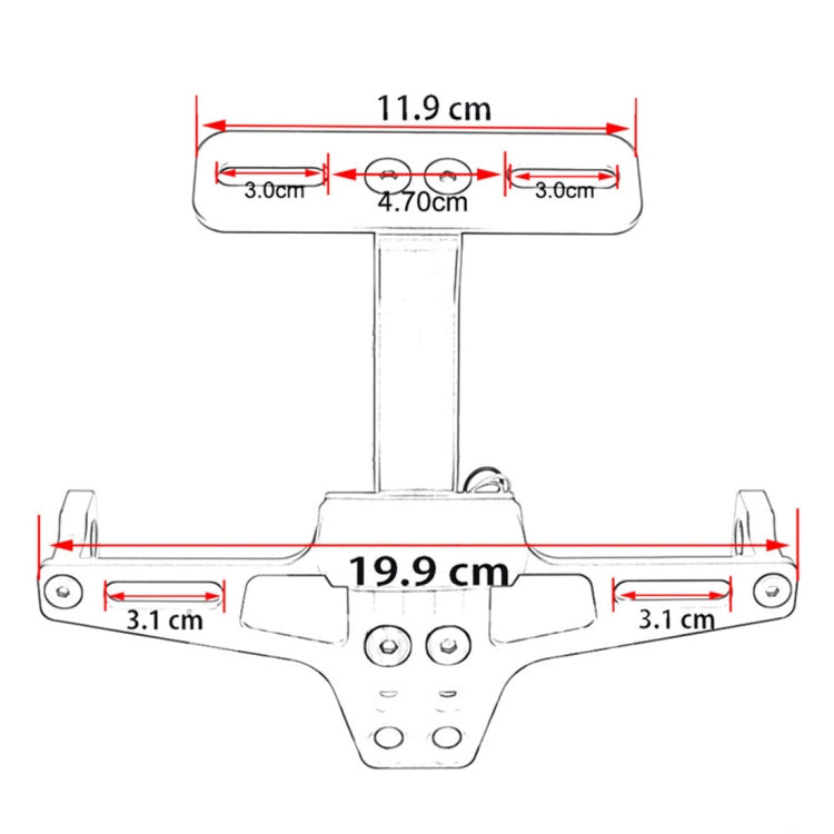 LPF013 Motorcycle Modification Accessories Universal Aircraft Shape Aluminum Alloy License Plate Bracket with LED Lights(Black) - Others by PMC TechLife | Online Shopping South Africa | PMC TechLife