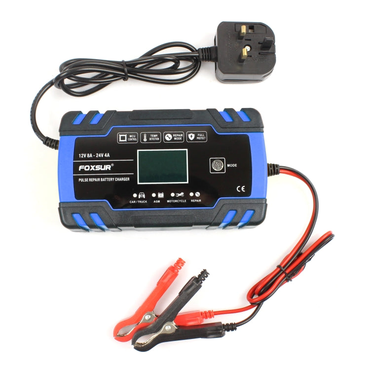 FOXSUR 12V-24V Car Motorcycle Truck Repair Battery Charger AGM Charger, UK Plug (Blue) - free shipping - PMC TechLife - Order now!
