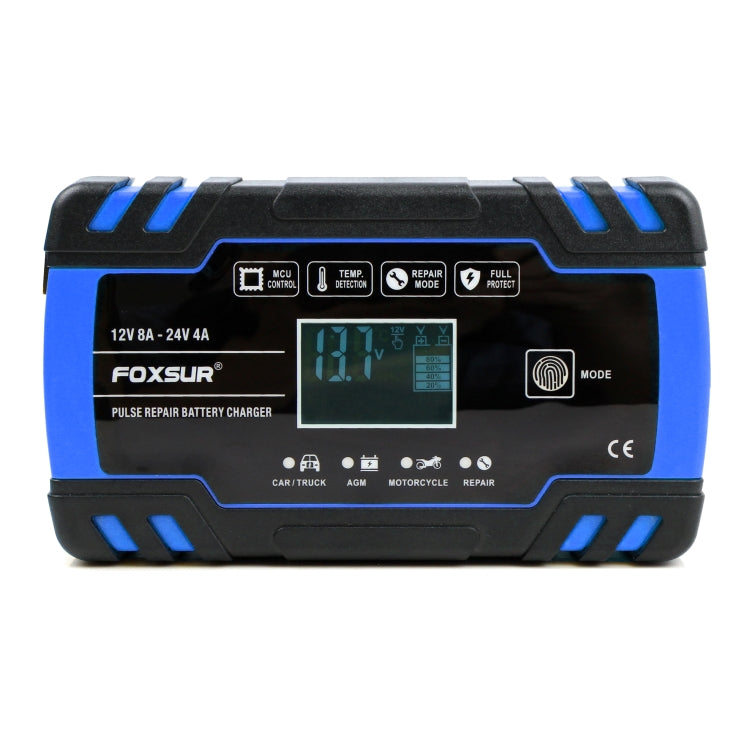 FOXSUR 12V-24V Car Motorcycle Truck Repair Battery Charger AGM Charger, UK Plug (Blue) - free shipping - PMC TechLife - Order now!